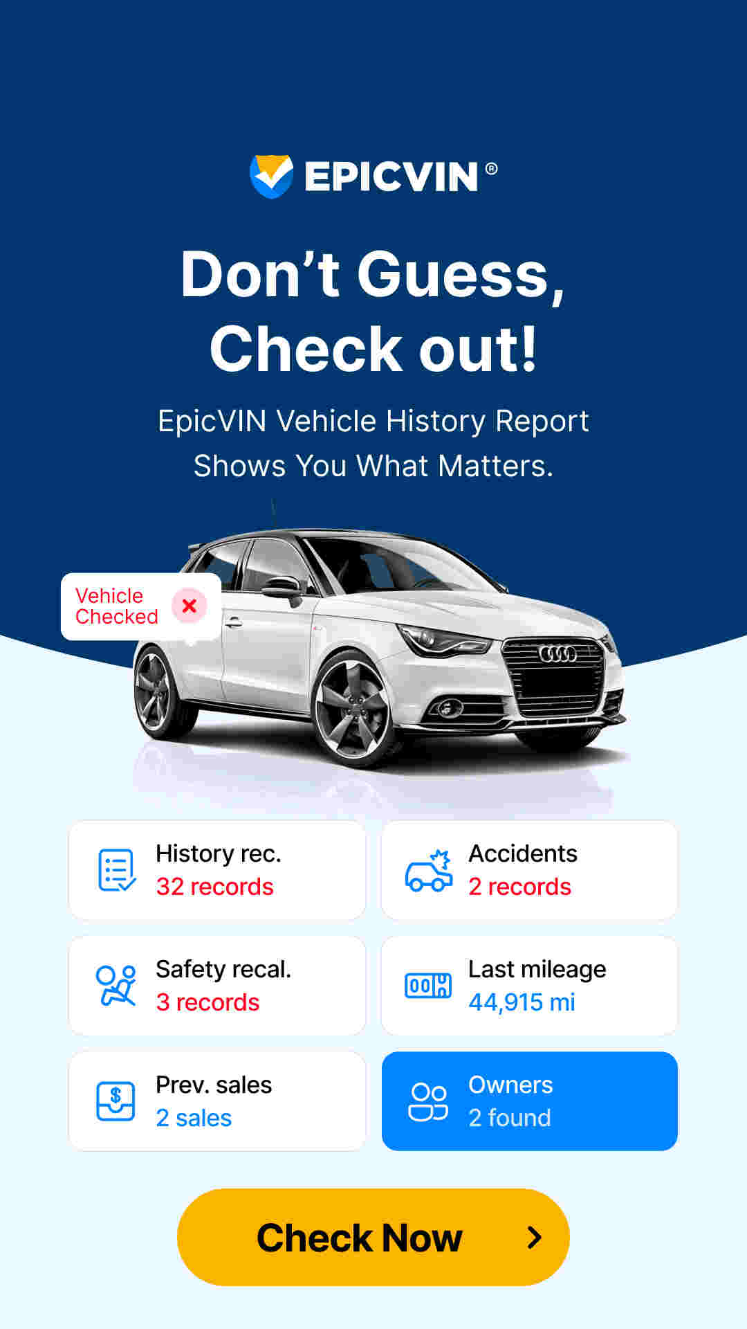 EpicVIN vehicle history report